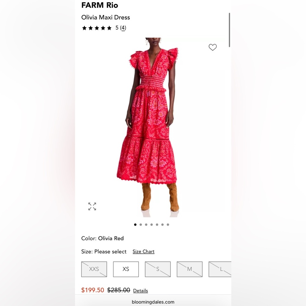 NWOT FARM Rio Olivia Red Maxi Dress - A STUNNER!